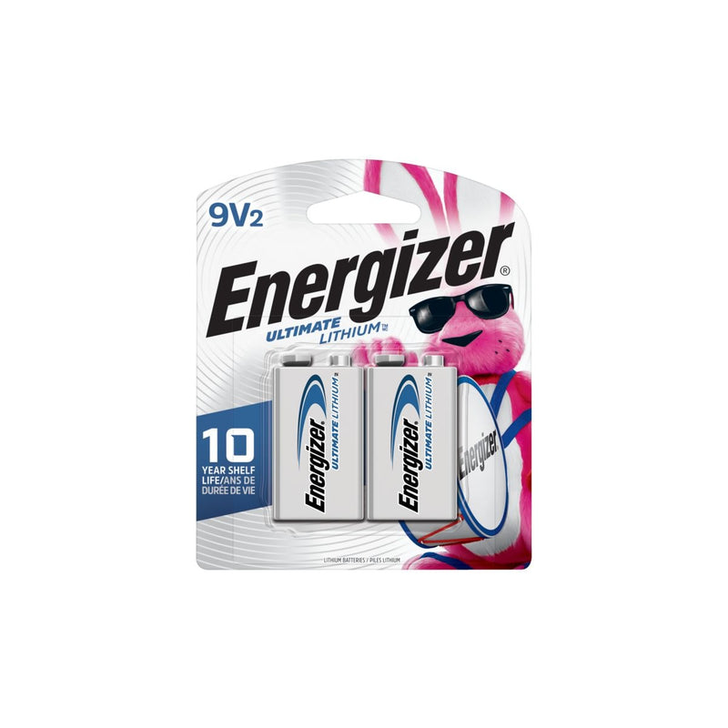 Energizer 2-pk 9V / 9 Volt Lithium Batteries, EZ Turn Lock, PowerSeal I9