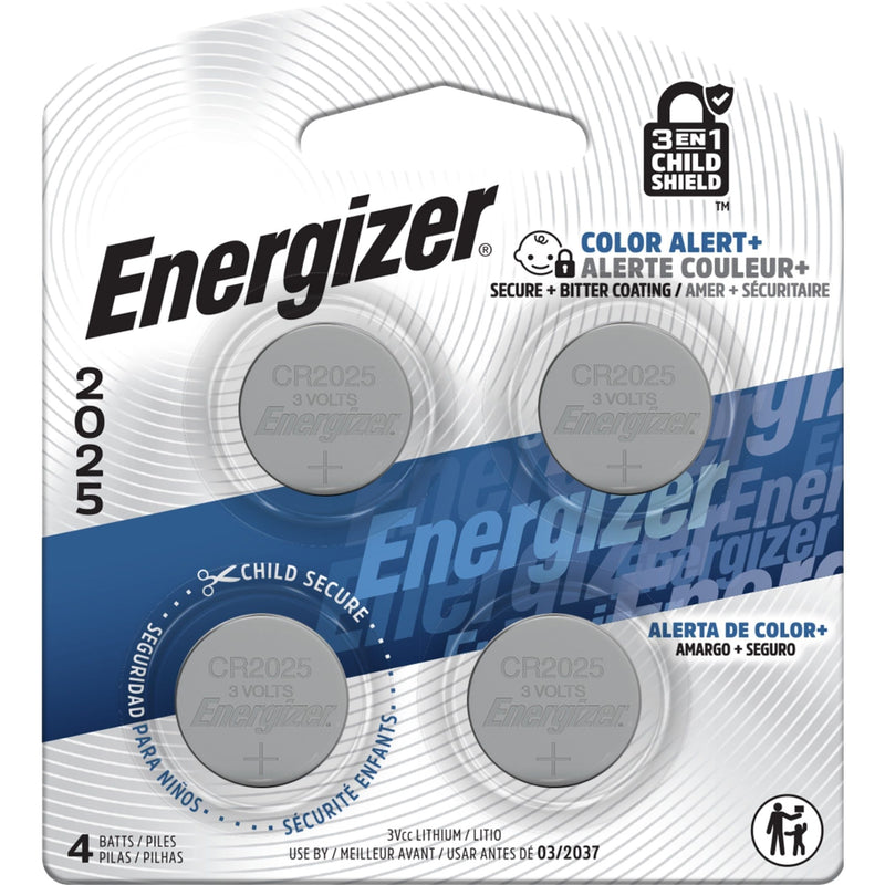 Energizer 2025 3V Lithium Coin Batteries, Long-Lasting, 4-pk Y3