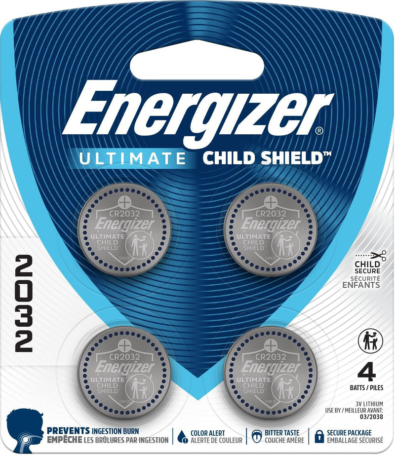 Energizer 2032 Child Shield Lithium Battery, 4-Pack X3