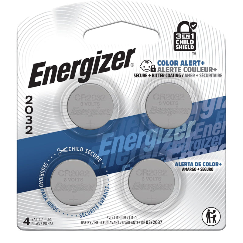 Energizer 4-pk CR2032 3V / 3 Volt Lithium Coin Cell Batteries, Long Lasting J9