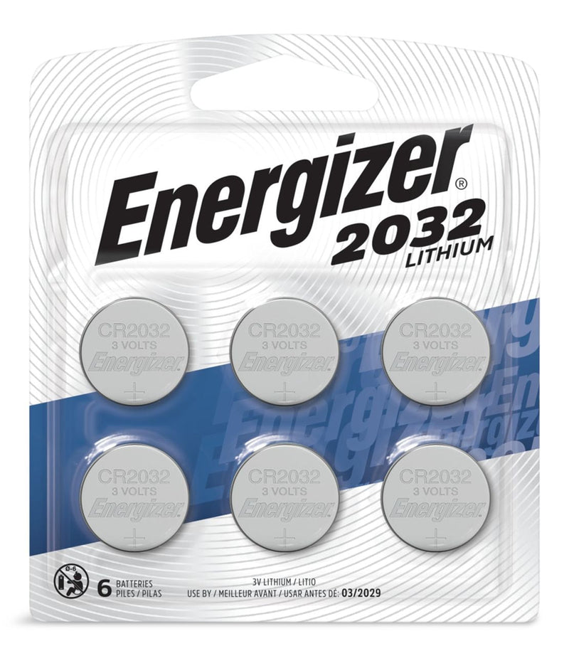 Energizer 6-pk CR2032 3V / 3 Volt Lithium Coin Cell Batteries, Long Lasting T9