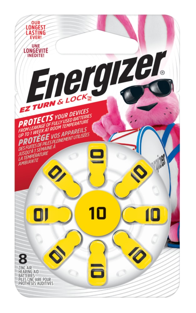 Energizer 8-pk Size AZ10 1.4V / 1.4 Volt Zinc Hearing Aid Batteries, EZ Turn Lock N7
