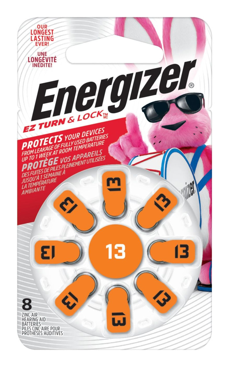 Energizer 8-pk Size AZ13 1.4V / 1.4 Volt Zinc Hearing Aid Batteries, EZ Turn Lock R7