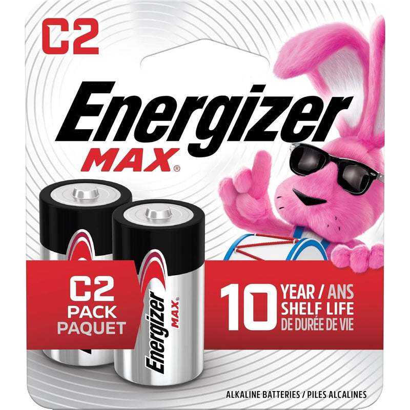 Energizer Max 2-pk C Alkaline Batteries, Long Lasting, All Purpose C6