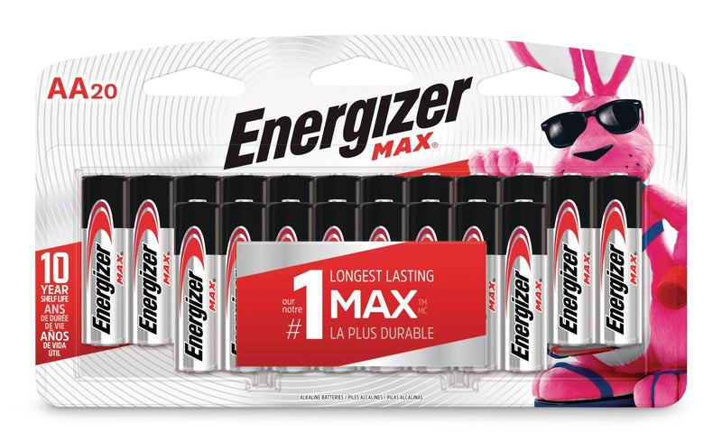 Energizer Max 20-pk AA Alkaline Batteries, Long Lasting, All Purpose W5