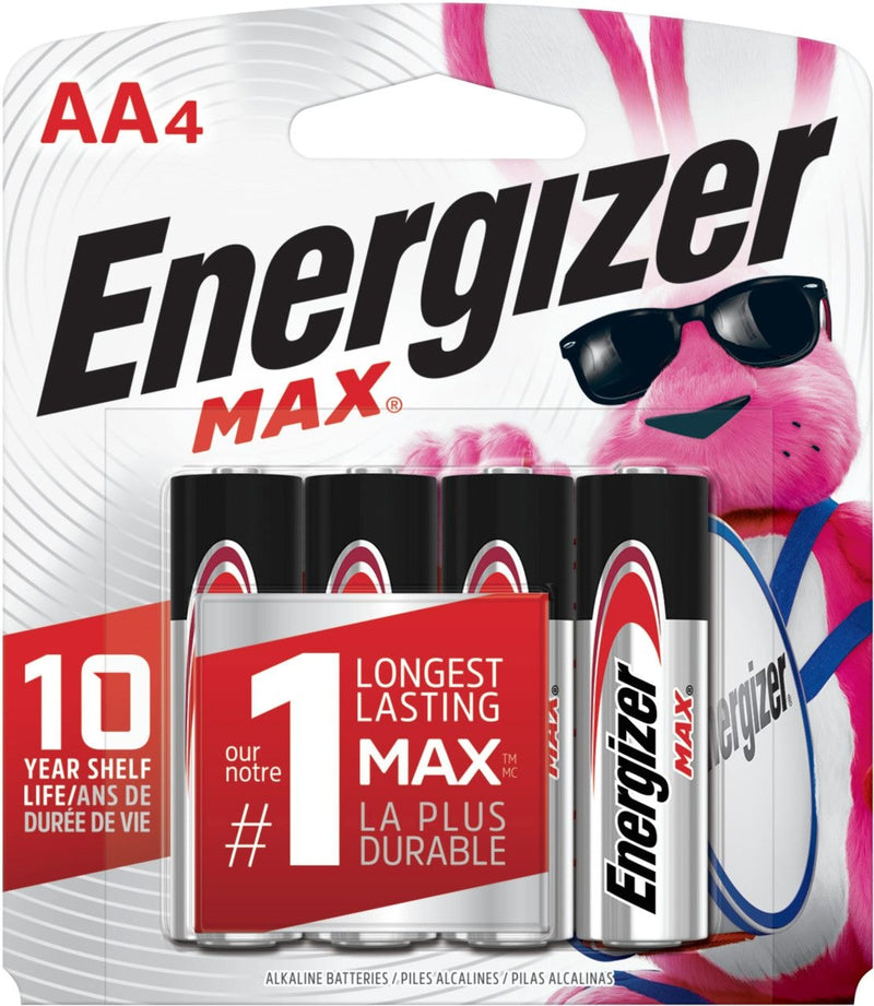 Energizer Max 4-pk AA Alkaline Batteries, Long Lasting, All Purpose T9