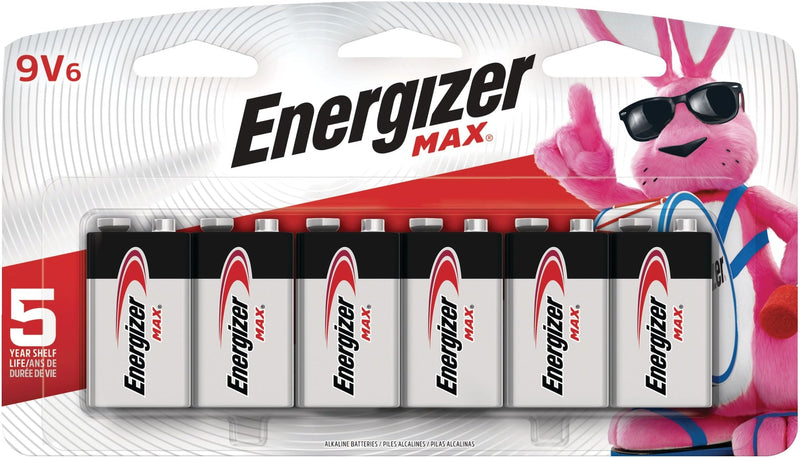 Energizer Max 6-pk 9V / 9 Volt Alkaline Batteries, Long Lasting, All Purpose C0