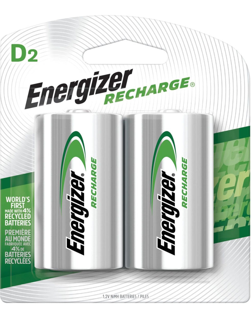 Energizer NH50BP-2 2-pk D NiMH Rechargeable Batteries, Pre-Charged, Long Lasting W8
