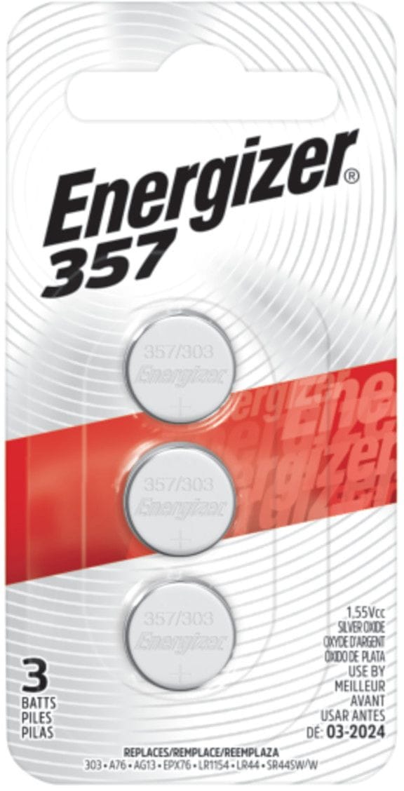 Energizer Silver Oxide 3-pk 357 LR44 AG13 303 A76 1.5V / 1.5 Volt Button Coin Cell Batteries D4