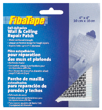FibaTape Self-Adhesive Wall & Ceiling Hole Repair Patch For Drywall & Plaster, 4 x 4-in U9