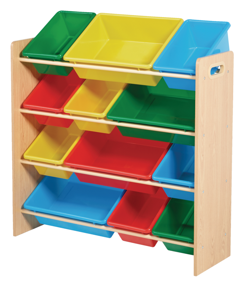For Living Kids 12-Bin Bedroom/Playroom Toy Storage Organizer, Yellow P1