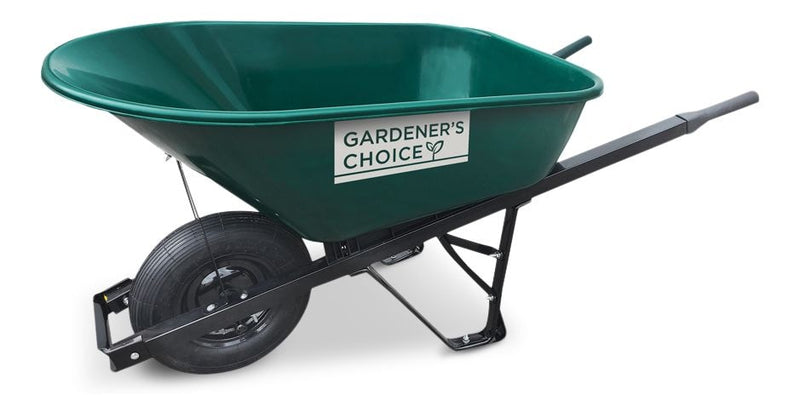 Gardener's Choice 1-Wheel Homeowner Poly Tray Wheelbarrow with Steel Handles, 6-cu-ft C4