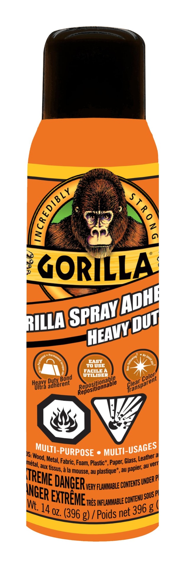 Gorilla Glue Spray Adhesive, Heavy-Duty, Weather-Resistant, Indoor/Outdoor, Clear, 1.4-oz C9