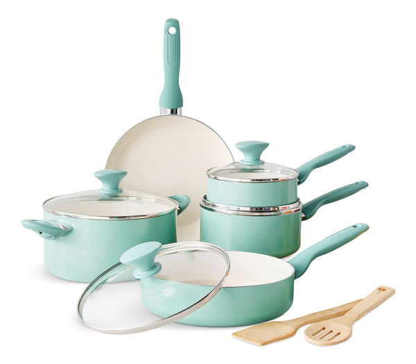 GreenPan Rio Ceramic Cookware Set, Dishwasher & Oven Safe, 11-pc O7
