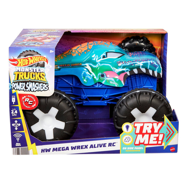 Hot Wheels Monster Truck Remote Controlled 1:15 Scale Mega Wrex Toy Vehicle with Sounds & Lights, Ages 5+ C4