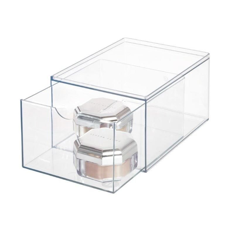 iDesign RPET Stackable Pull-Out Drawer Organizer Bin, Clear E7