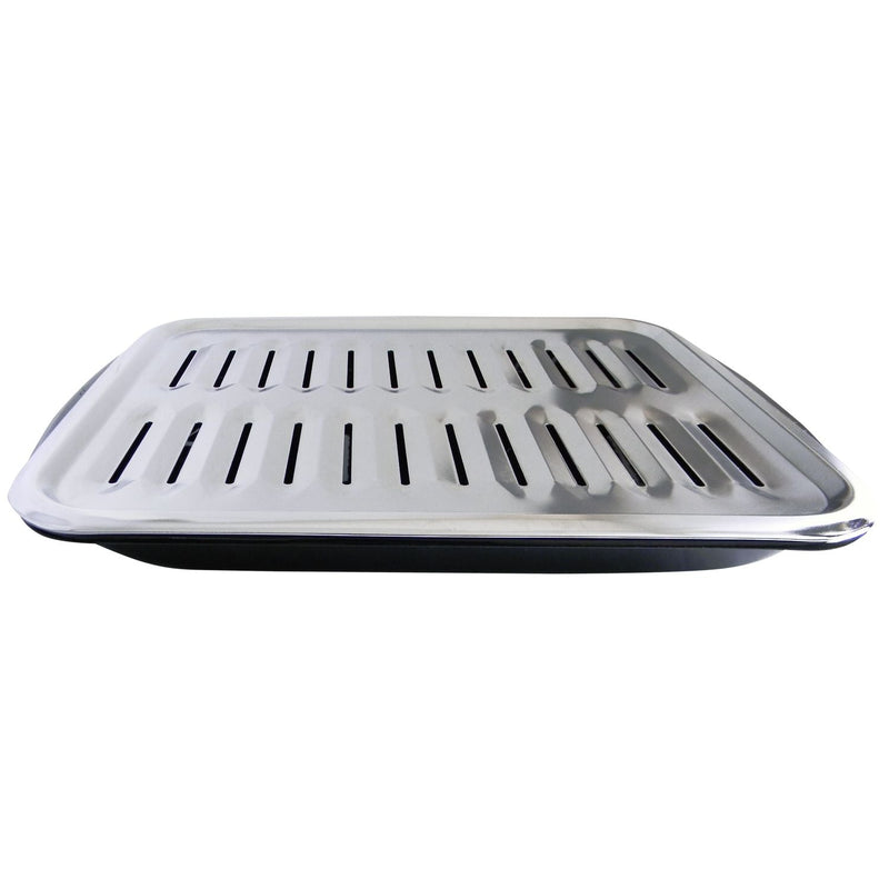 Laser 62250 2-in-1 Broiler Pan, Chrome/Porcelain, Dishwasher Safe, Black, 16 x 12.75 x 1.75-in U7