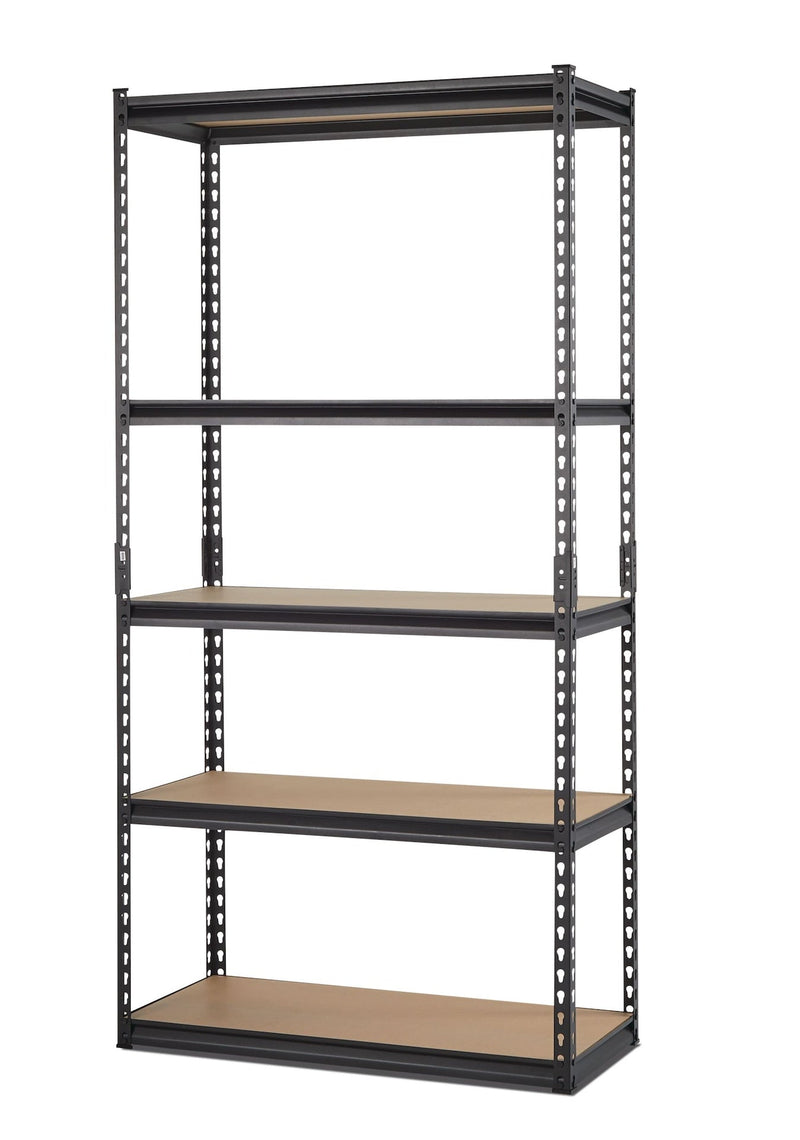 Mastercraft Adjustable 5-Shelf Steel Metal & Wood Storage Rack / Shelving Unit, 36 x 16 x 72-in P1
