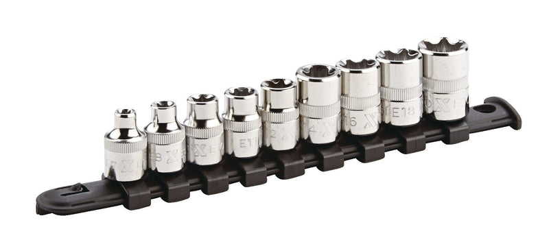 MAXIMUM E-Torx Bit Socket Set, Chrome-Plated, 9-pc U7