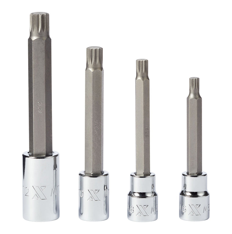 MAXIMUM Extra Long Shank Triple Square Bit Socket Set, 4-pc G6