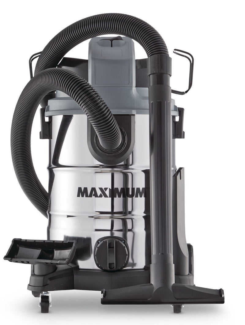 MAXIMUM VKD811SW 5.5 Peak HP Stainless Steel Wet/Dry Shop Vacuum with Hose and Accessories, 30-L Q9