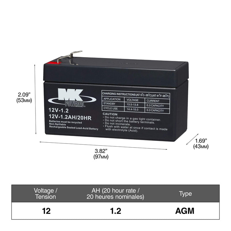 MK Battery 12-Volt 1.2 Ah SLA Battery, F1 Terminal Z0