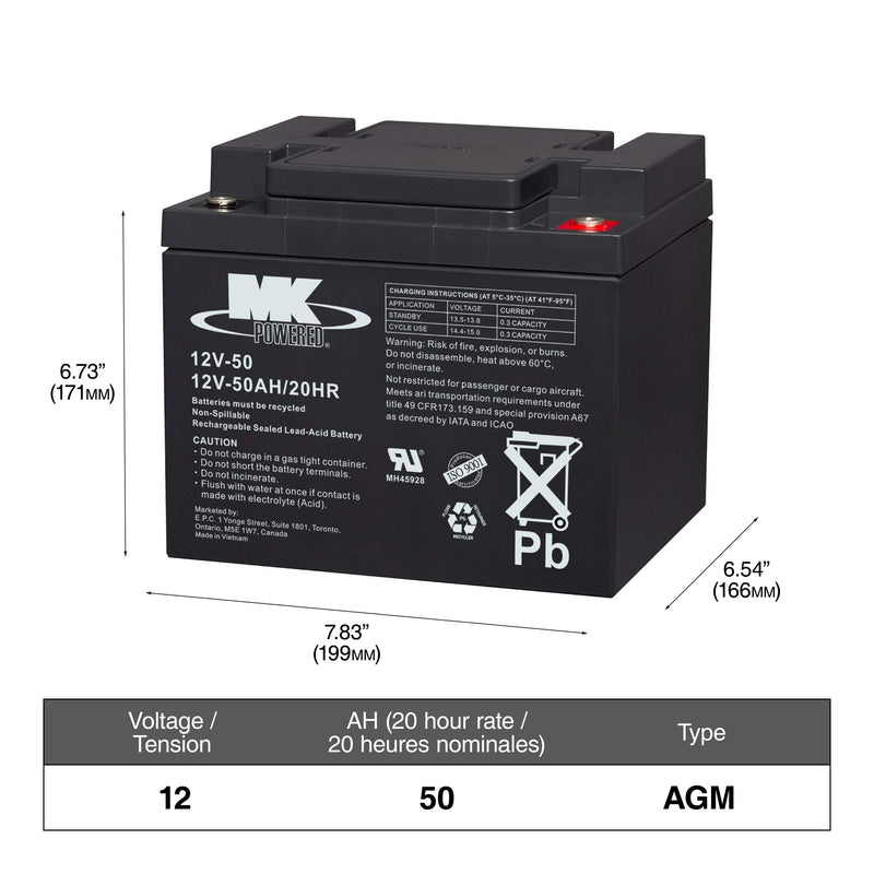 MK Battery 12-Volt 50 Ah SLA Battery K8