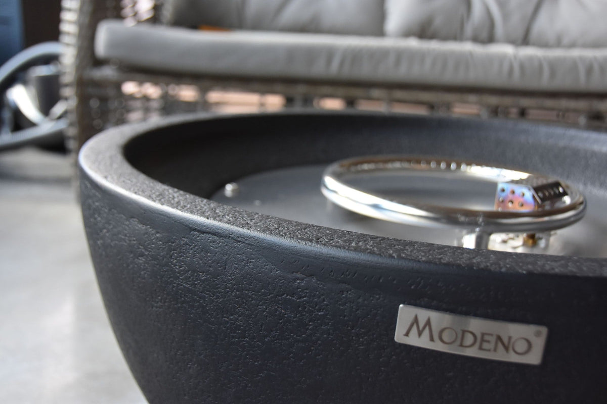 Modeno Jefferson Round Gas Fueled Outdoor Fire Bowl with PVC Cover, 40,000 BTUs, 13.7-in