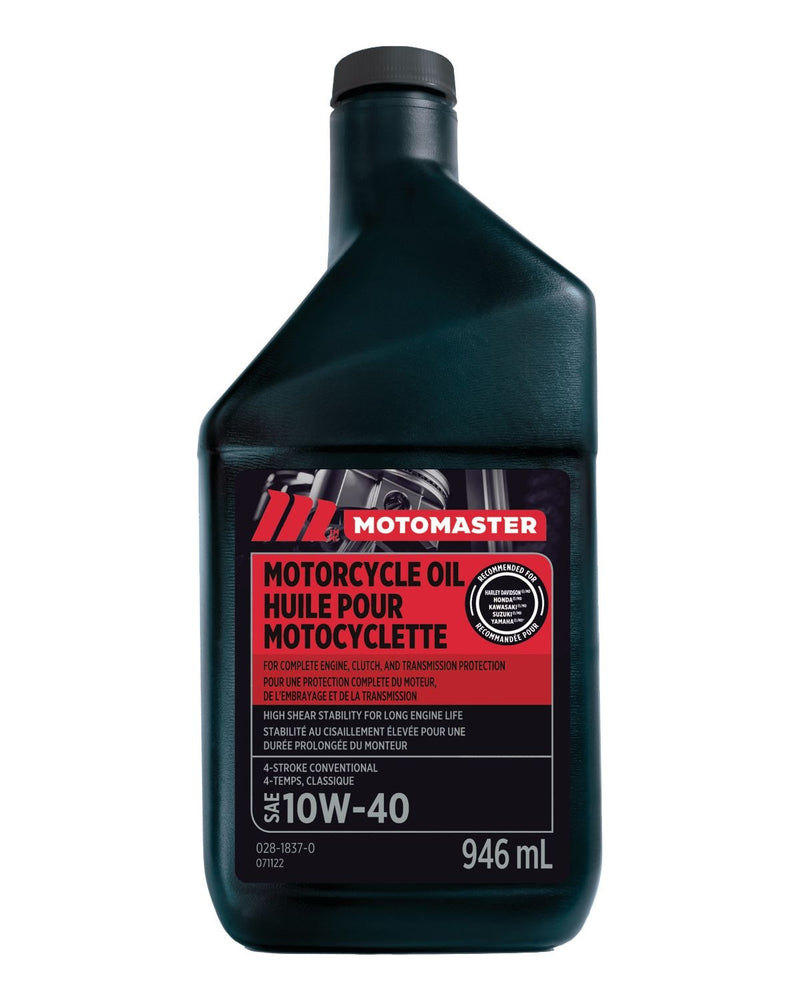 MotoMaster 10W40 4-Stroke Motorcycle Oil, 946-mL W0