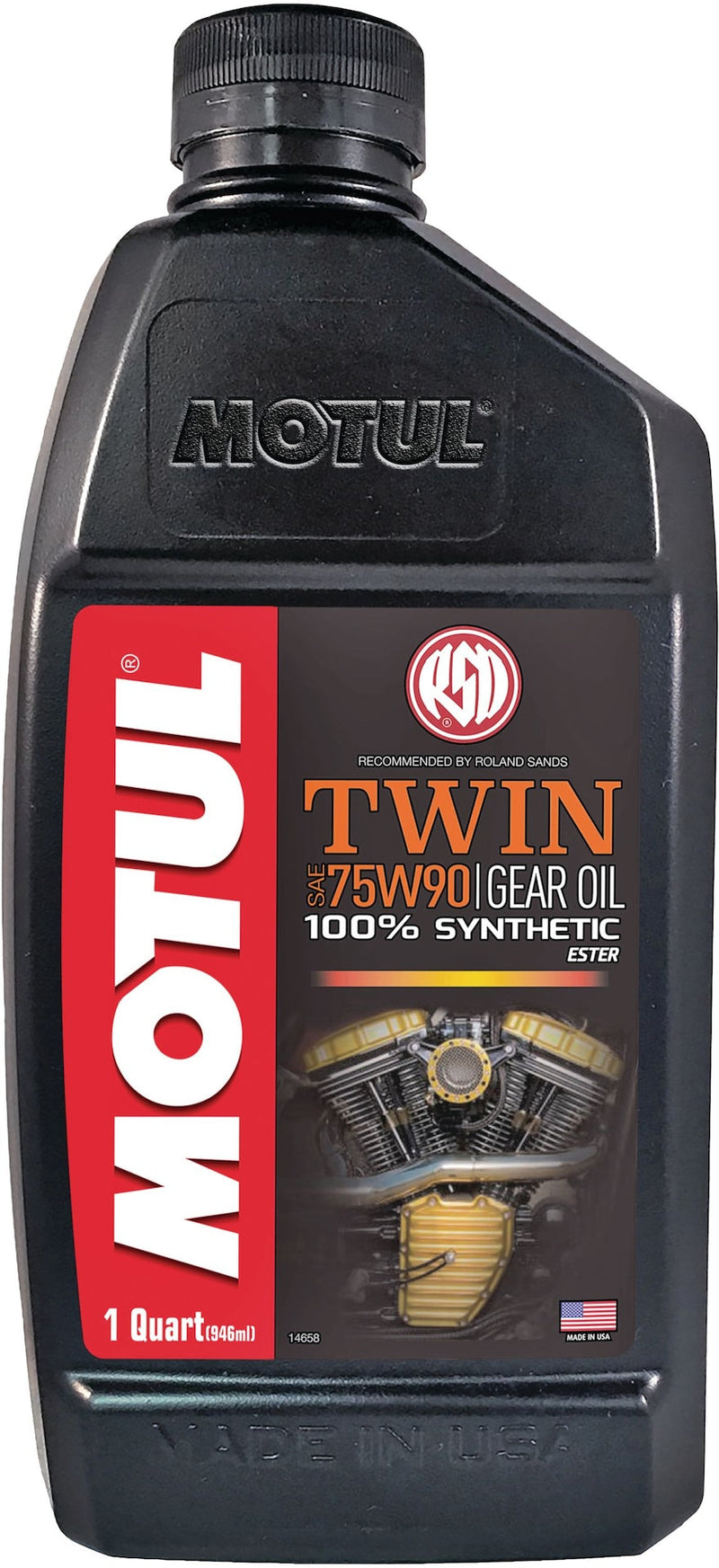 Motul Twin Synthetic Gear Motorcycle Oil 75W90, 946-mL M6