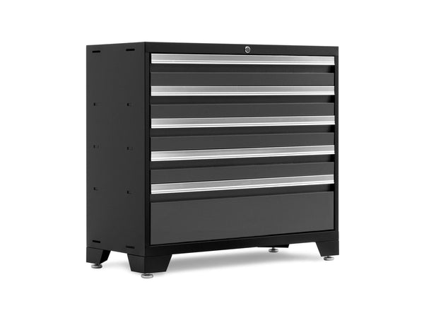 NewAge Bold 3.0 Series Lockable 5-Drawer Steel Tool Cabinet with Adjustable Legs, Fully-Welded, Black/Grey, 36-in Z5