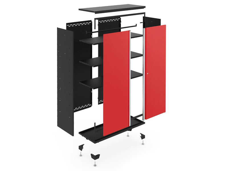 NewAge Bold Series 24-Gauge Steel RTA Storage Locker with 3 Shelves, Black/Red, 30-in X3