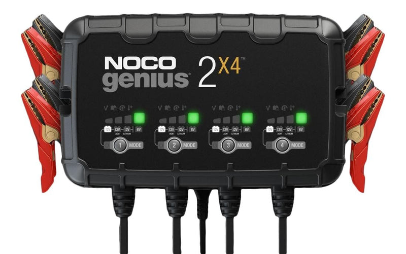NOCO GENIUS2X4 Smart Battery Charger/Maintainer/Desulfator, 4-Bank, 8-Amp, 6V/12V O5