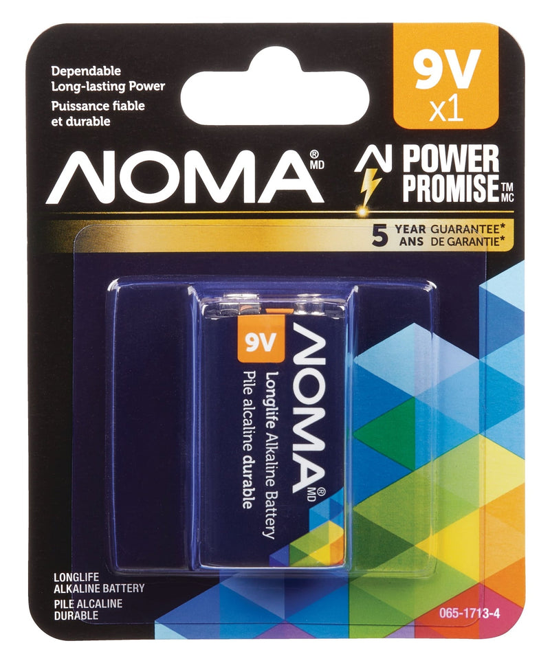 NOMA 1-pk 9V / 9 Volt Alkaline Battery, Long Lasting, All Purpose B9