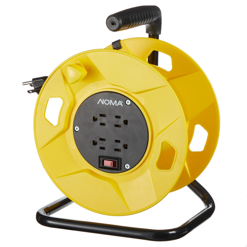 NOMA 100-ft Extension Cord Storage Reel with 4 Grounded Outlets and Circuit Breaker I5