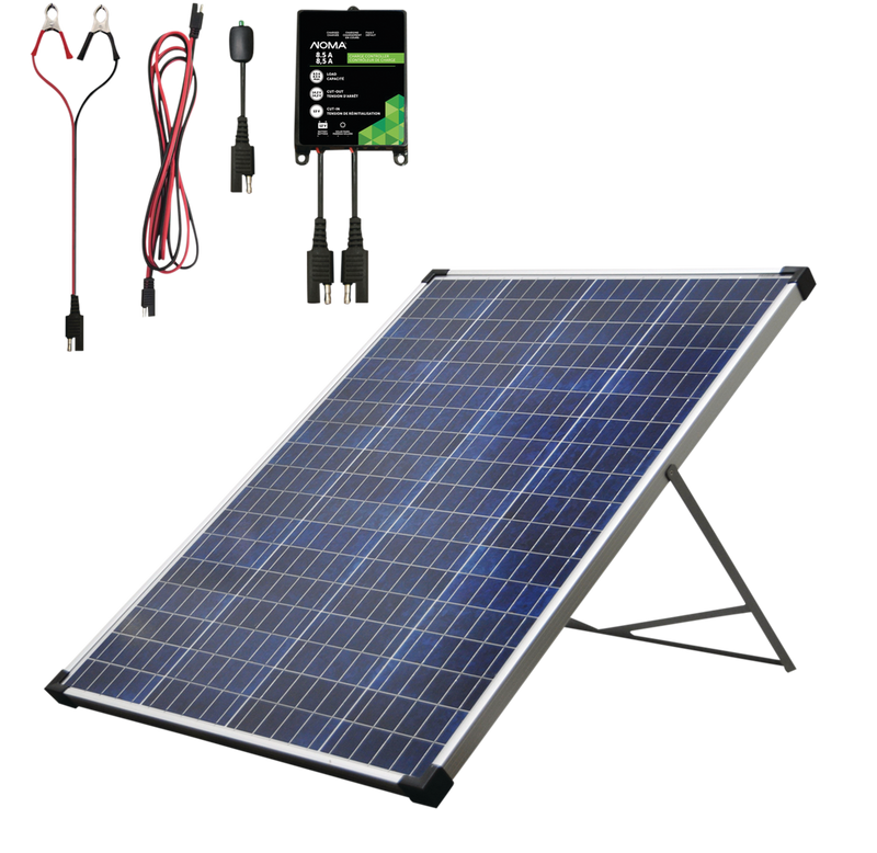 NOMA 100 Watt, 12V Crystalline Solar Panel Kit with Stand and Charge Controller G6