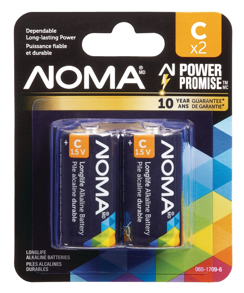 NOMA 2-pk C Alkaline Batteries, Long Lasting G1