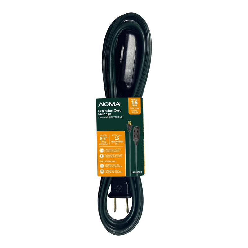 NOMA 2.5-m 13A 3-Outlet Light-Duty 16-Gauge Green Outdoor Extension Cord R9