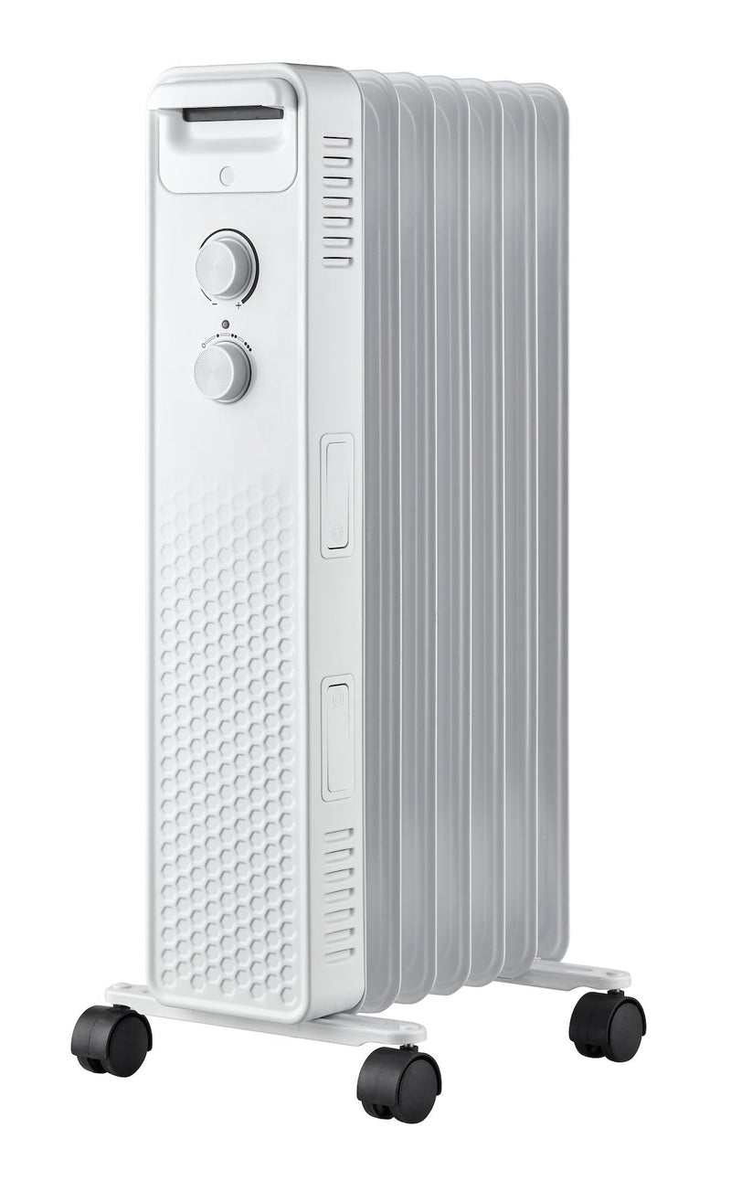 NOMA 3-Setting Mechanical Oil Filled Heater with Adjustable Thermostat, Castors & Handle, 1500W, White C7