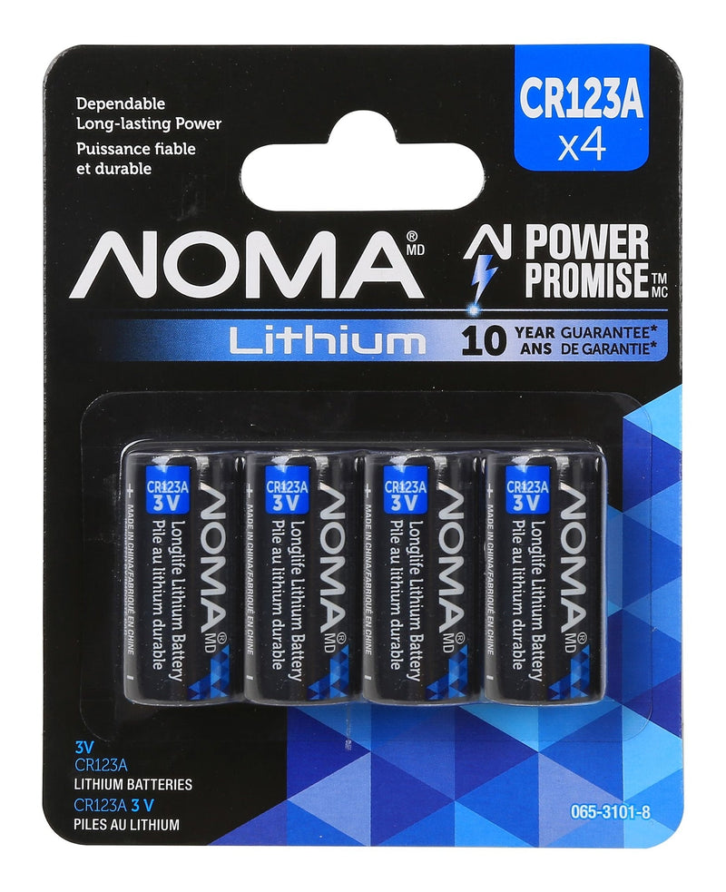 NOMA 4-pk CR123 3V / 3 Volt Lithium Photo Batteries, Long Lasting C9