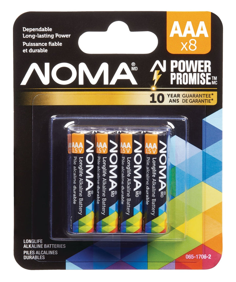 NOMA 8-pk AAA Alkaline Batteries, Long Lasting, All Purpose N6