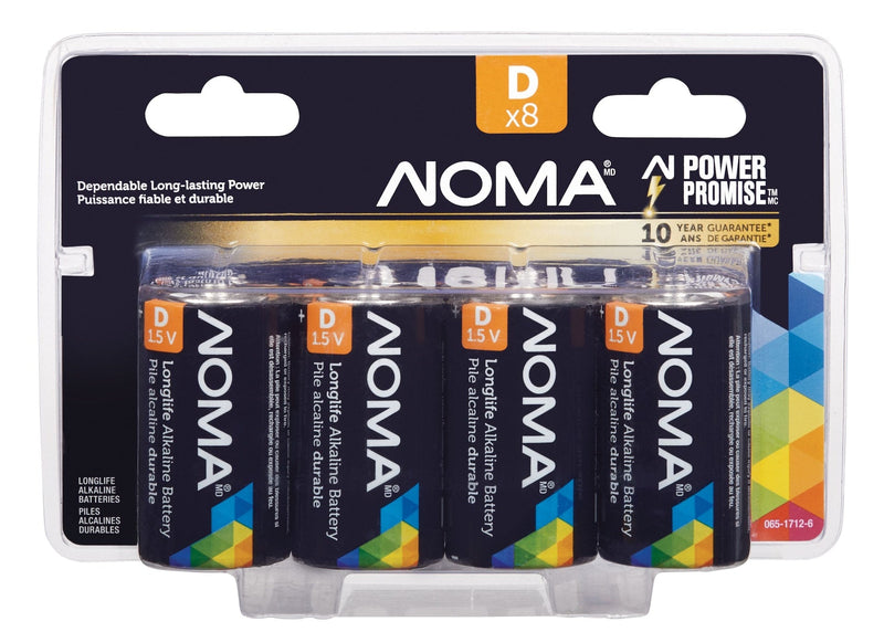 NOMA 8-pk D Alkaline Batteries, Long Lasting R1