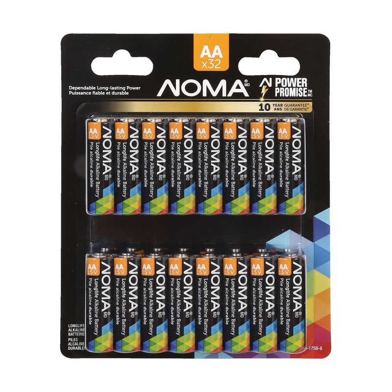 NOMA AA Alkaline Batteries, Long Lasting, All Purpose, 32-pk C5