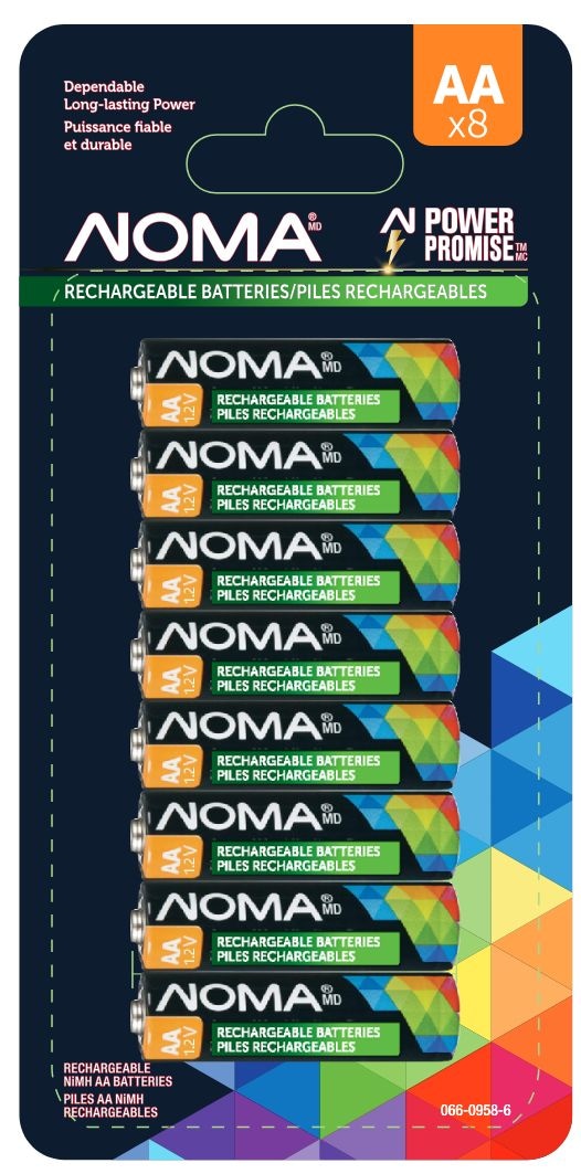 Noma AA Ni-MH Rechargeable Battery, 8-pk L0