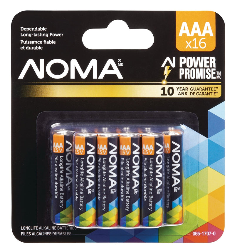NOMA AAA Alkaline Batteries, Long Lasting, All Purpose, 16-pk W9