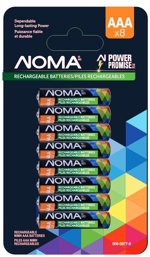 Noma AAA Ni-MH Rechargeable Battery, 8-pk Q5
