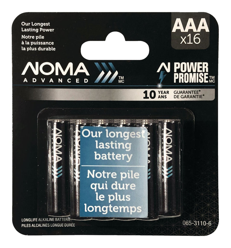 NOMA Advanced 16-pk AAA Alkaline Batteries, Long Lasting, All Purpose Z6