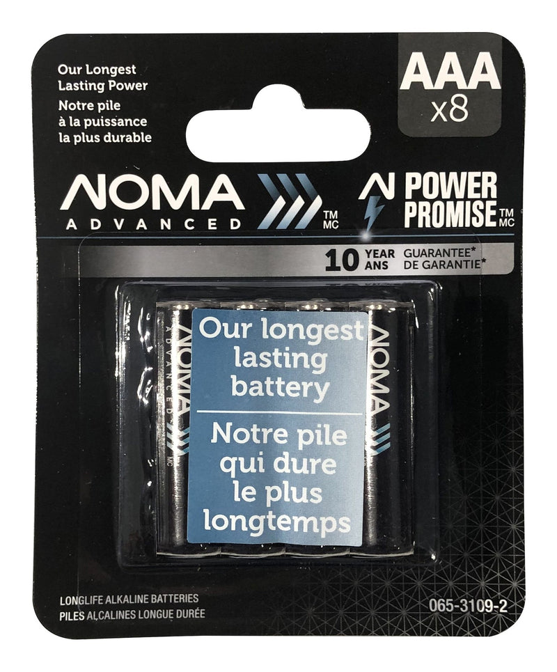 NOMA Advanced 8-pk AAA Alkaline Batteries, Long Lasting, All Purpose X8