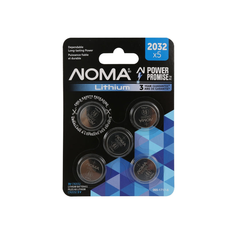 NOMA CR2032 3V / 3 Volt Lithium Coin Cell Batteries, Long Lasting, 5-pk S0