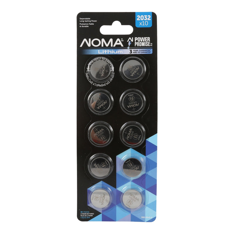 NOMA CR2032 Button Cell Batteries, 10-pk X9